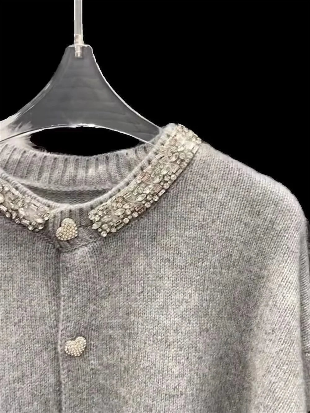2025 Women Clothing Oversized Cardigan Jackets Diamond O-neck Vintage Casual Knitted Sweater Tops Pull Femme Cardigans Sweater