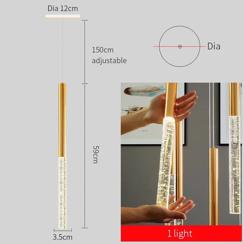 Modern Chandelier Lighting for Staircase Large Long Crystal Lamps Hallway Lobby Gold Chain Chandeliers Home Decor Light