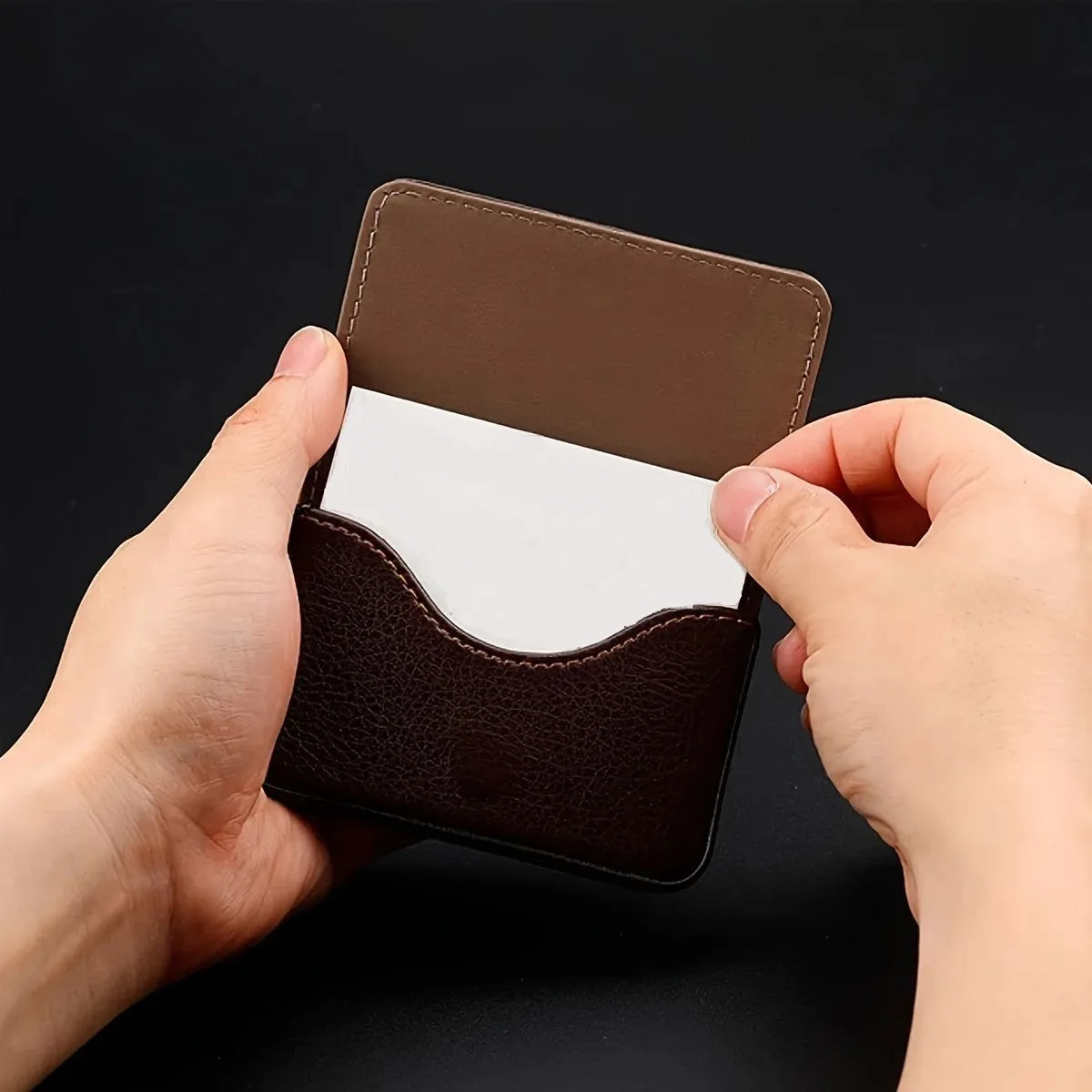 Portable PU Leather Business Card Holder Case with Magnetic Buckle Large Capacity Name Card Holder Bank Credit Card Box