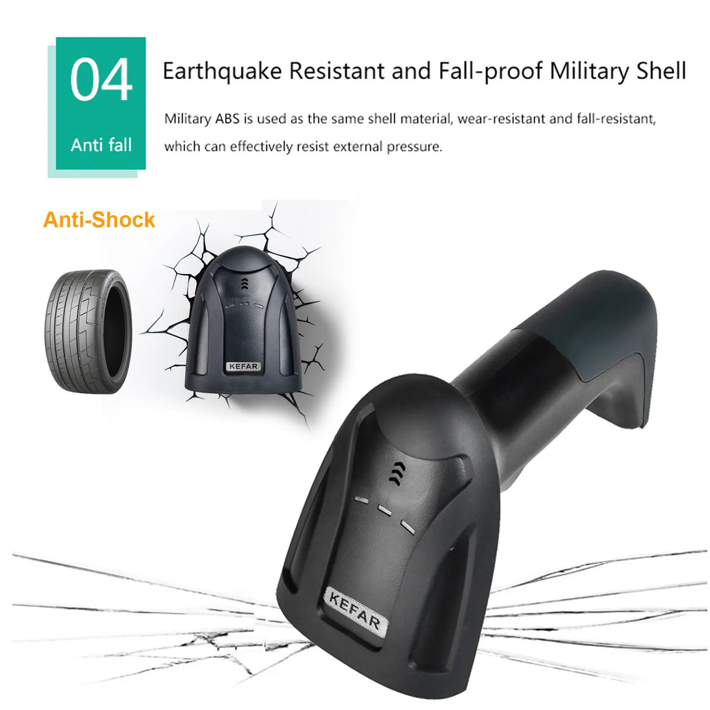 Barcode Scanner with Charger Base Stand 1D 2D QR Codes Reader BT Wireless Barcode Reader Supermarket Mobile Payment PDF417 H8