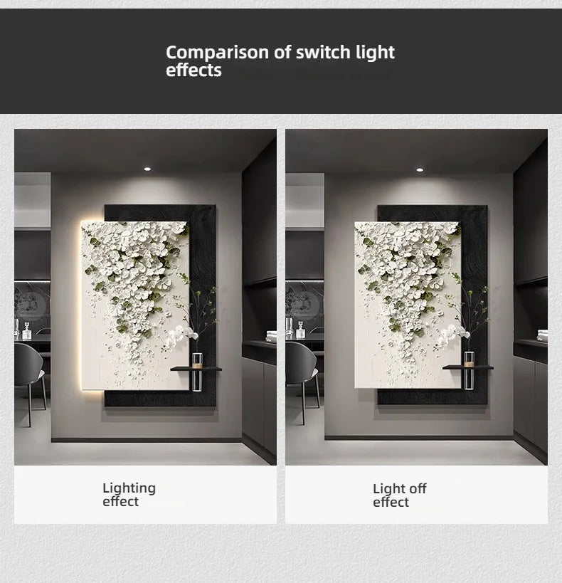 Led Light Hydroponic Green Plants Entrance Door Decoration High-end Feeling Corridor Hanging Flower Wall Lamp Painting