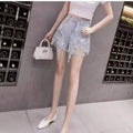 Summer New Style Personalized Denim Shorts for Women Internet Celebrity High Waist Diamond Sequins