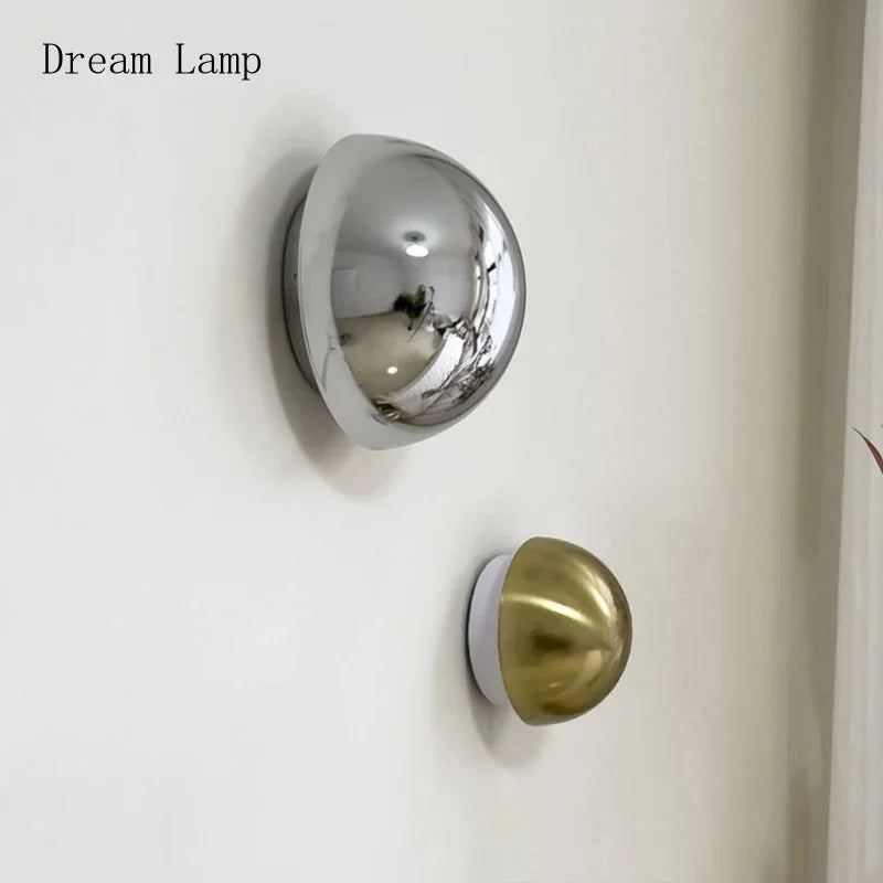 Medieval Bauhaus Chrome Wall Lamps Plated Semicircular Mushroom Lamp Danish Designer Living RoomBedroom Bedside Wall Lights
