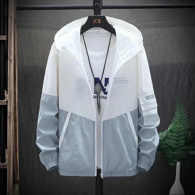 Men's Sun Protection Clothes Jackets Motorcycle Summer Ultra-thin Windproof Ice Silk Windbreaker Male UV Resistant Jacket Coats