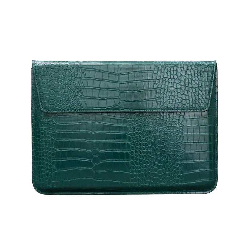 Crocodile Leather Flip Laptop Sleeve For Macbook Neo 13 2026 14 15 16 11 12 Inch HP Lenovo Notebook Pouch Unisex Envelope Sleeve