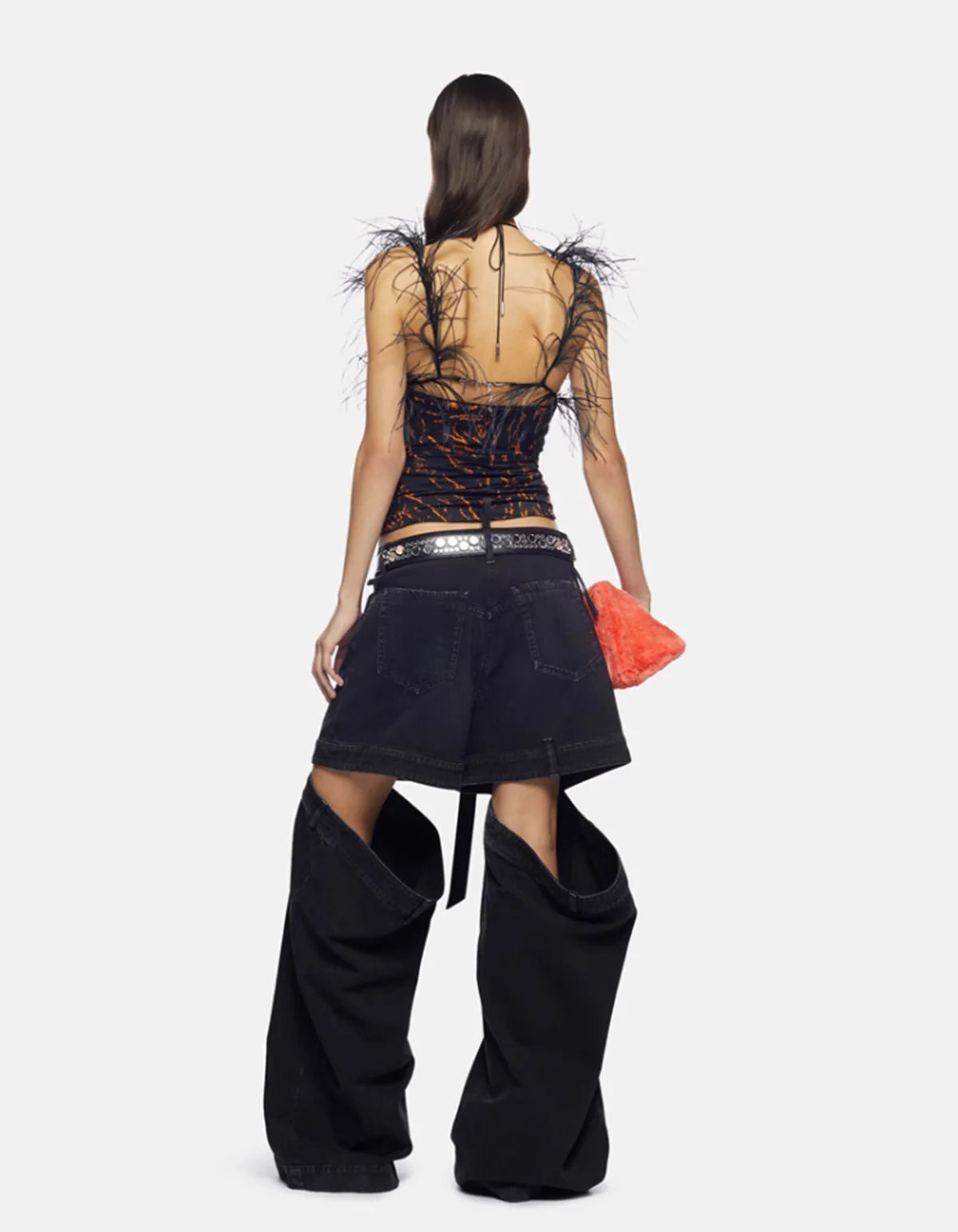 Fashion Women's Denim Pants Loose Waist Zip Hollow Out Solid Color Wide-leg Floor-length Jeans Autumn 2023 New Tide