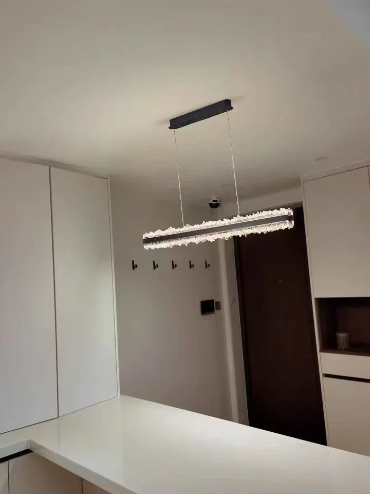 Restaurant LED Chandeliers Italian Light Luxury High-End Dining Room Main Lamp Designer Style One-Line Strip Dining Table Light