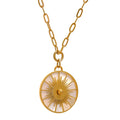 Yhpup Big Round Geometric Short Chain Statement Necklace Stainless Steel Golden Shell Fashion Vintage Pendant Collier PVD-Plated