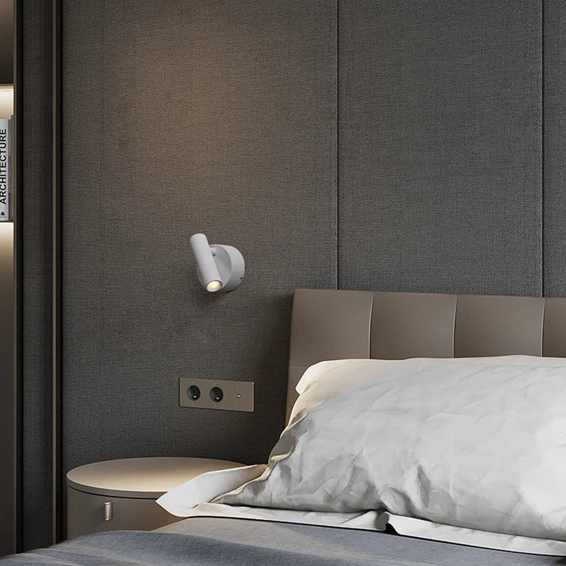 LED Wall Lamps with Switch Rotatable Adjust Aluminum 3W Spotlight Bedside Reading Light Hotel Bedroom RV Sconce Light Fixture