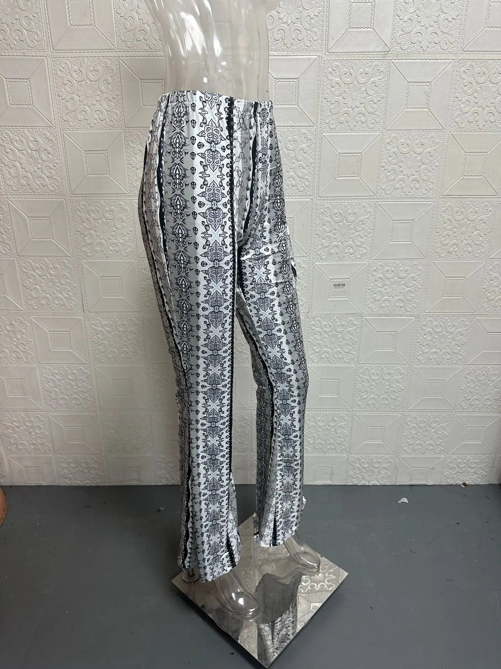 Fashionable New High Elasticity Tight Fitting Micro Flared Printed Casual Pants