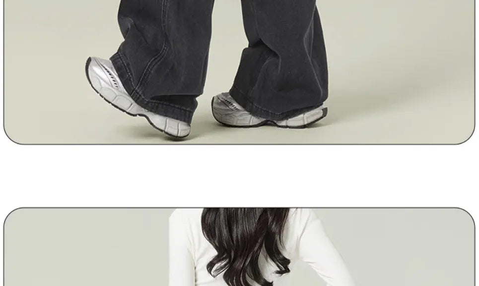 Black Gray Multi Pocket Cargo Jeans Women's Y2K Gothic Baggy Harajuku Oversize Denim Trousers Washed Straight Leg Wide Leg Pants