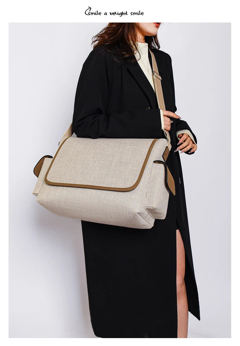 New Women's Large Capacity Canvas Shoulder Bag Casual Tote Handbag Trendy Messenger Bag for Everyday Use