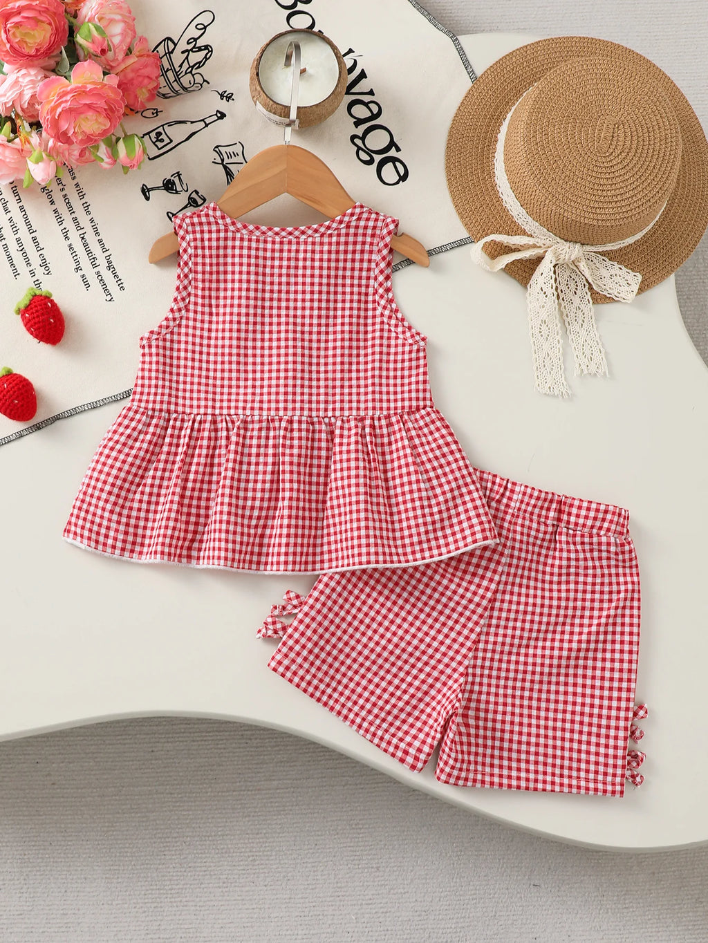 Baby Girl Checkered Top and Pants Set