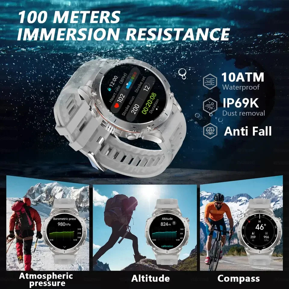 2026 New GPS Smart Watches 10 ATM Waterproof Built-in Dual-band GNSS Compass Military Sport Men SWIM Smartwatch For Android IOS