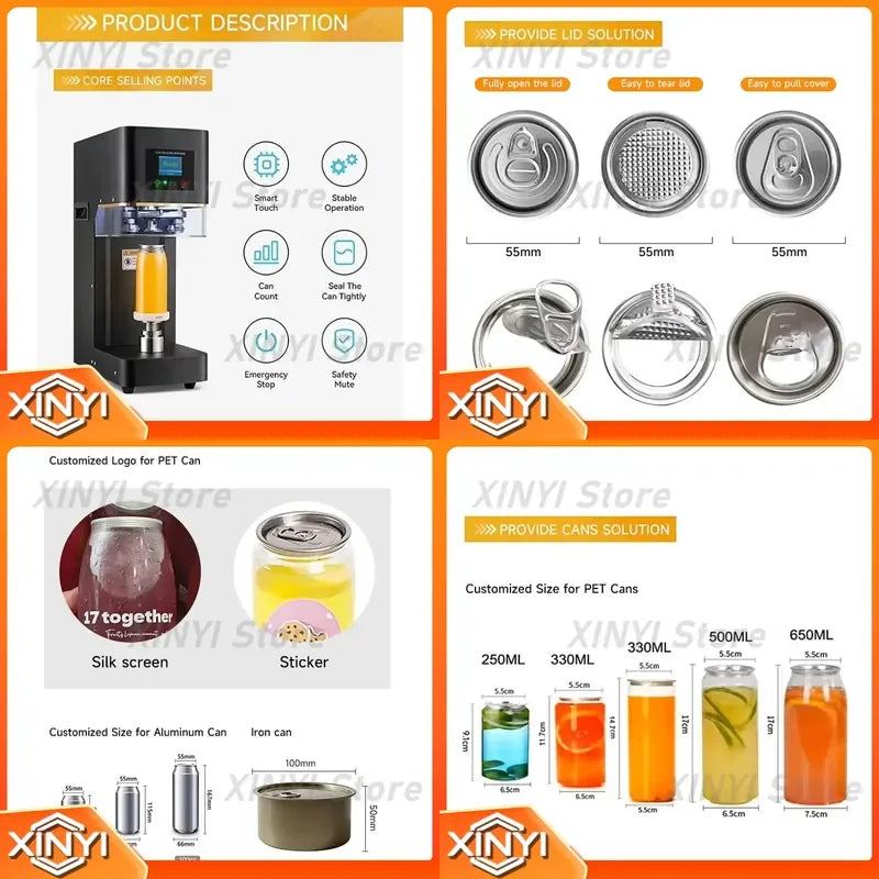 Non Rotary Can Seamer for Bubble Tea Machines Boba Sealing Machine for Aluminum Beer Cans Canning Equipment Food Packaging