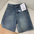 High Waisted Loose Denim Shorts Women Vintage Streetwear Wide Leg Knee-length Jeans Summer Casual Wide Leg Jean Shorts