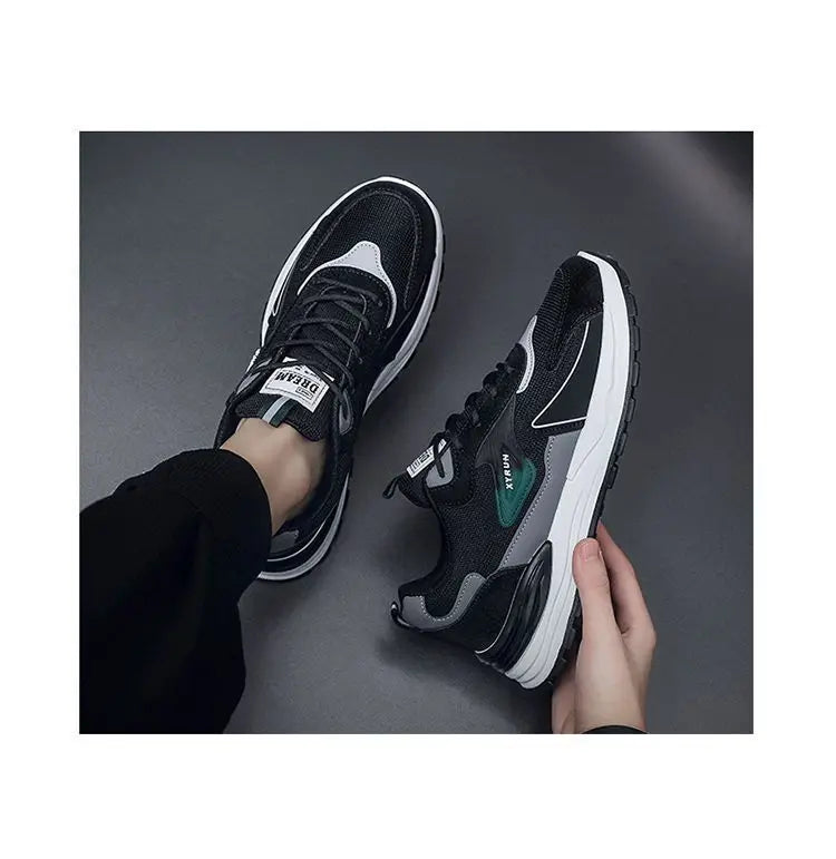 Men's Shoes New Fashion Sports Comfortable Breathable Casual Outdoor Mesh Sneakers Trending Lace-Up Thick Sole Casual Shoes