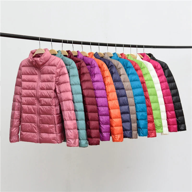 Schinteon Ultralight White Duck Down Jacket Spring Autumn Warm Slim Zipper Women Fashion Light Down Coat 13 Colors S-7XL