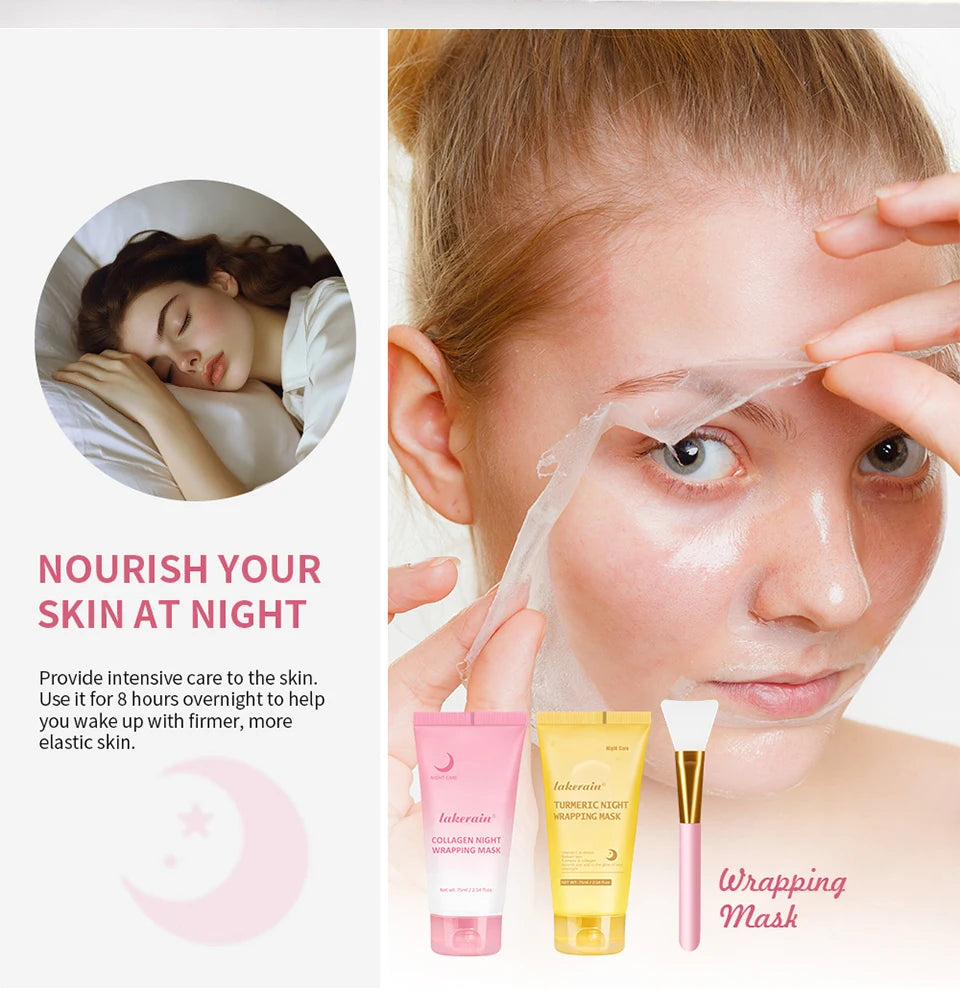 Korean Turmeric Collagen Bio Pack Night Mask Peel Off Sleeping Mask Anti-Aging Lifting Moisturizing Deep Repair Facial Skin Care