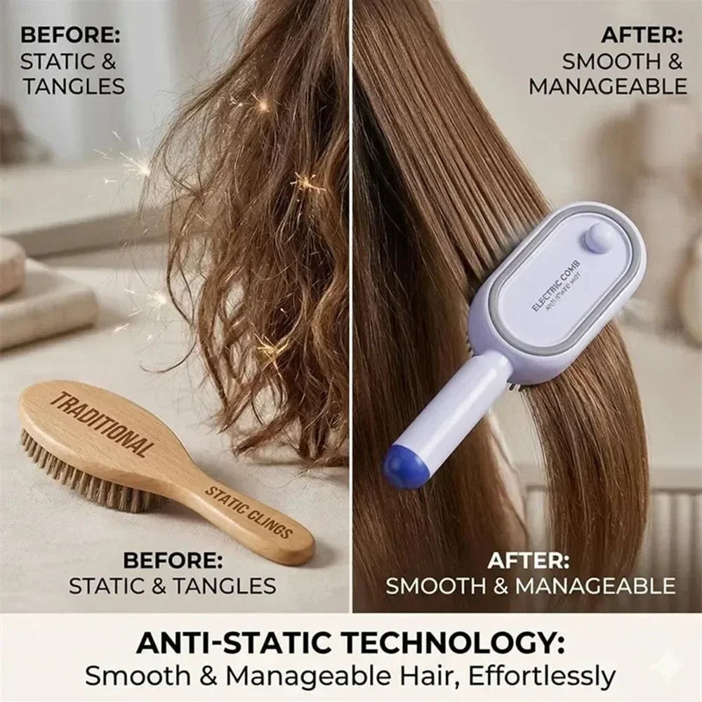 Wet Electrics Hairbrush with Water Spray Rechargeable Steams Hair Straightener USB-C Charging for Both Long & Short Hairs