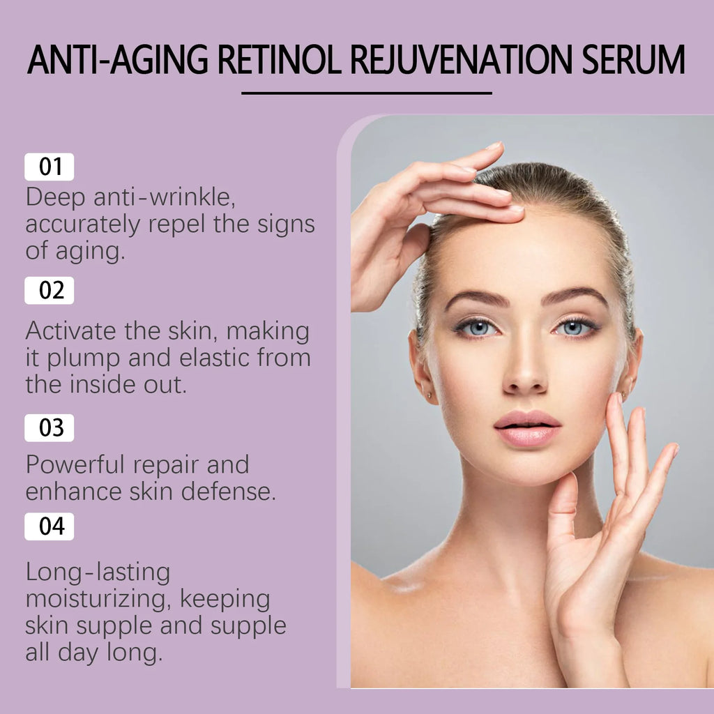 Retinol Face Serum Forehead Fine Lines Removal Collagen Lifting Repair Firm Moisturizing Glowing Rejuvenation Essence Skin Care