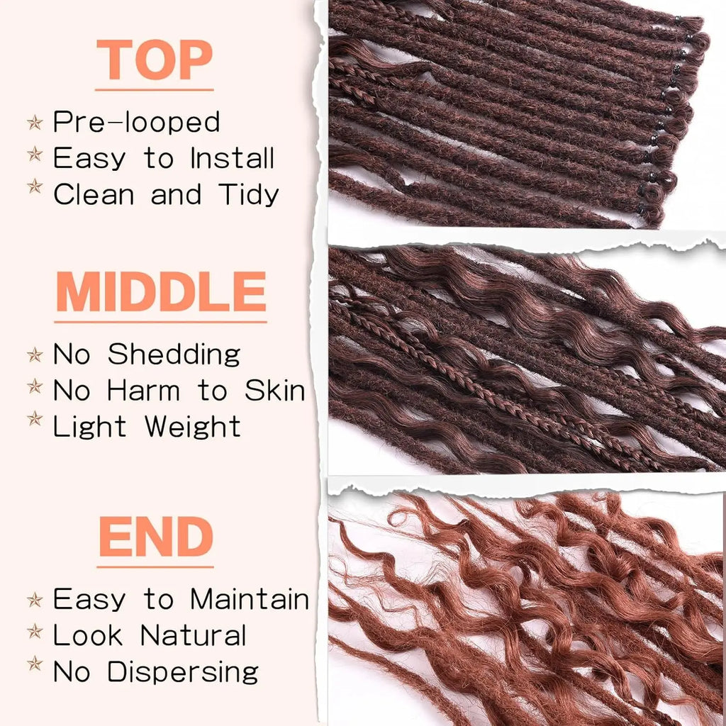 Synthetic SE Dreadlocs Braids Hair Extensions, 24 Inch 8 Strands/Lot 3 In 1 Mixed Hippie Style Single End Dreadslocks for Women