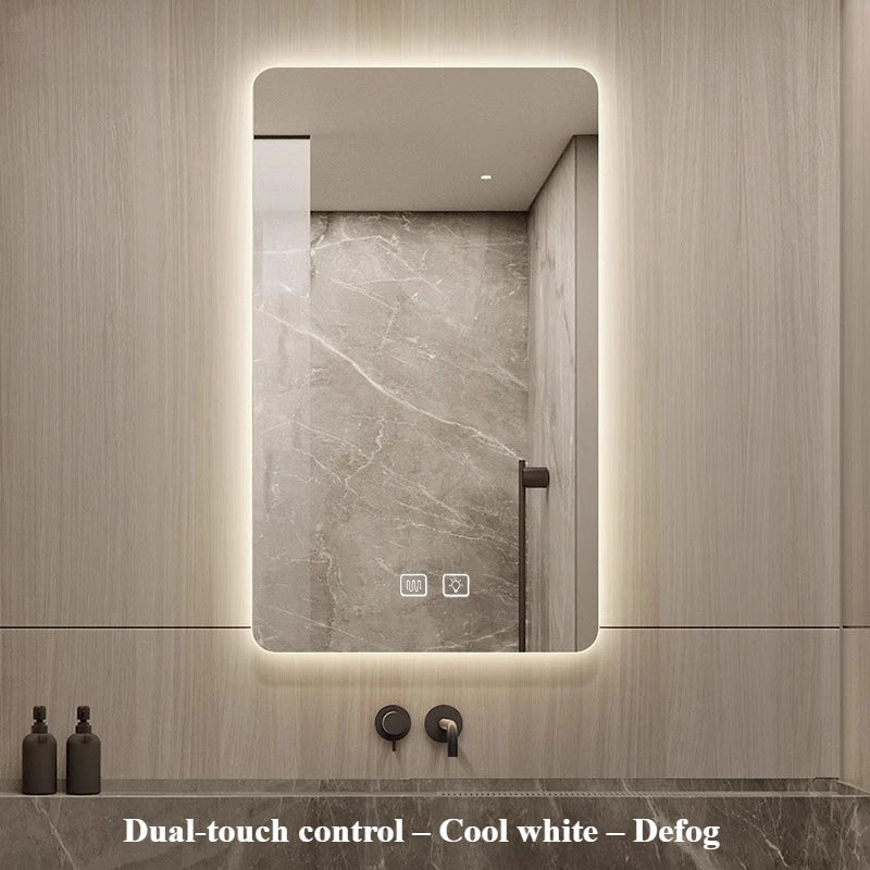 Toilet Intelligent Makeup Mirror Touch Screen LED Bathroom Mirrors High Definition Anti Fog Wall Mounted Lighted Espejos De Baño