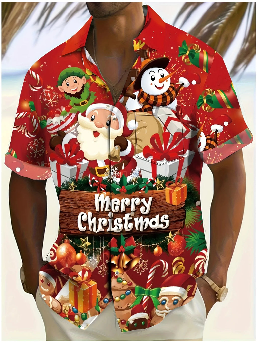 Men's Comic Christmas Graphic Hawaiian Shirt Men Women Fashion Santa Claus Shirt Short Sleeve Blouse Festive Holiday Clothing