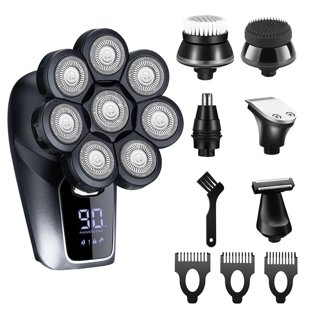 6-in-1 Hair Clipper Electric Hair Trimmer with Smart Digital Display Waterproof Home Barber Kit Rechargeable Cordless Cutter