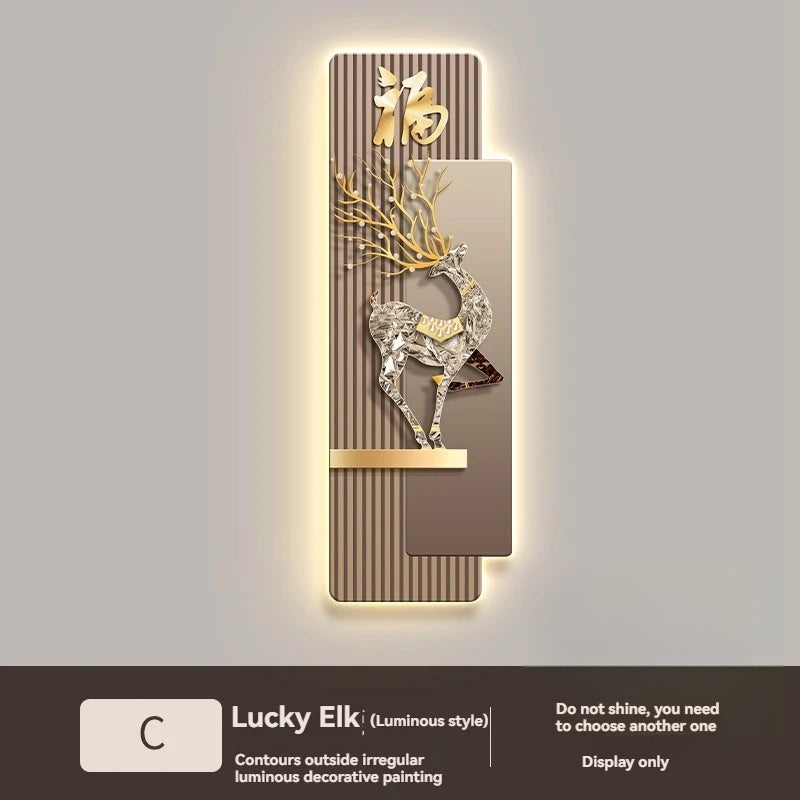 Light Luxury Entrance, Led Lights Decorative Paintings Home Decor Attracting Wealth Reindeer Living Room Corridor Mural Lights