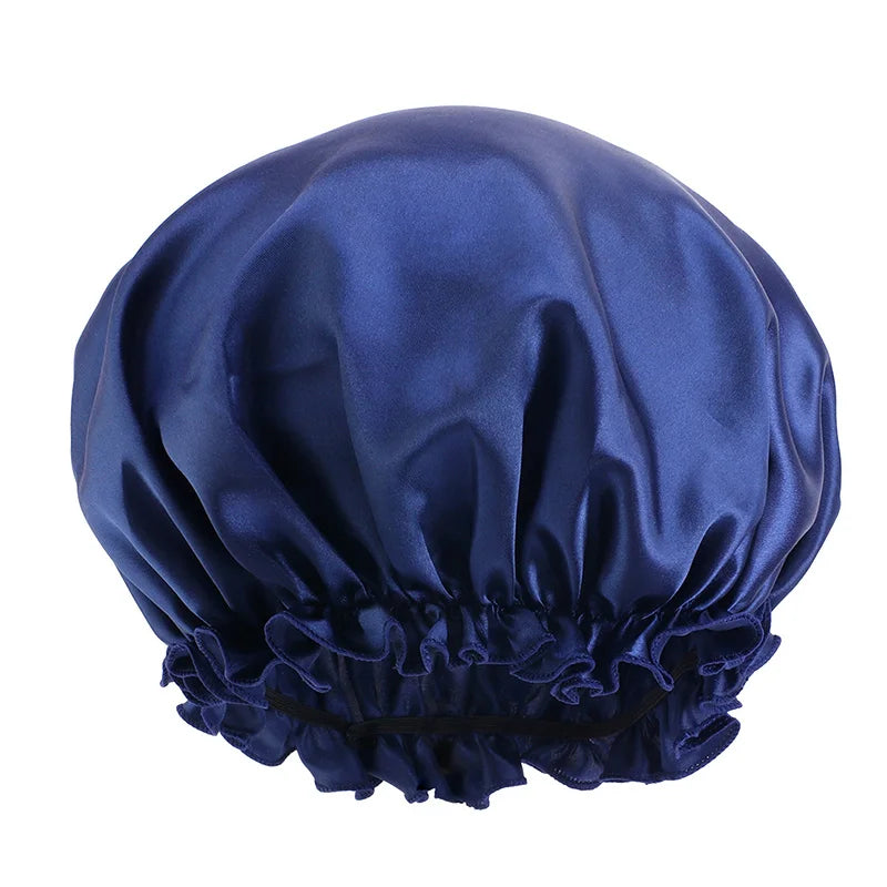 Solid Color Night Sleep Cap Women Elastic Satin Night Sleeping Hat Hair Care Bonnet Nightcap Makeup Head Wrap Cover Shower Cap
