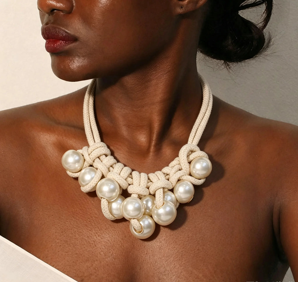 Statement Necklace with Big Pearls Design for Women Trendy Wedding Party Jewelry