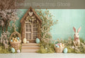 Spring Easter Background Photography Cute Rabbit Carrot Bunny Egg House Backdrop Decor for Kids Birthday Cake Smash Photo Studio
