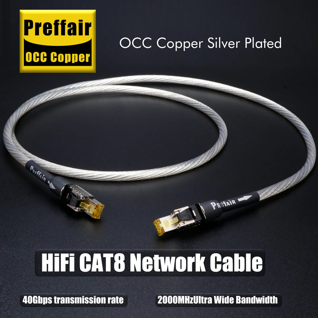 Ethernet Cable CAT8 40Gbps 2000MHz OCC Copper Network Cable Gold Plated Rj45 Lan Cord Patch Wire for Game Laptops PS 5/4 Router