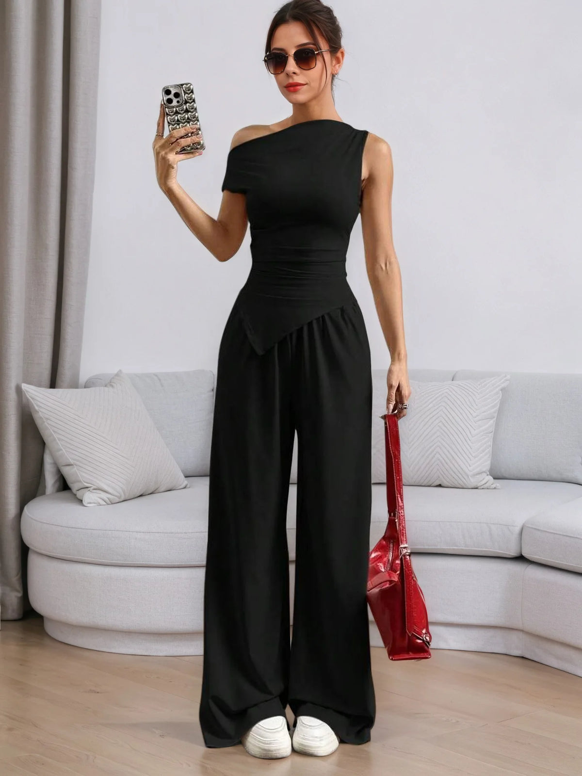 Summer Women Solid Sleeveless Vest Long Pants Fashion Set Sexy Casual Two Piece