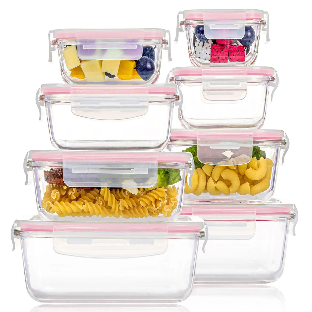 Glass Lunch Box Food Storage Containers, Meal Prep , Airtight Bento Boxes, for Microwave, Oven, Freezer and Dishwasher, BPA Free