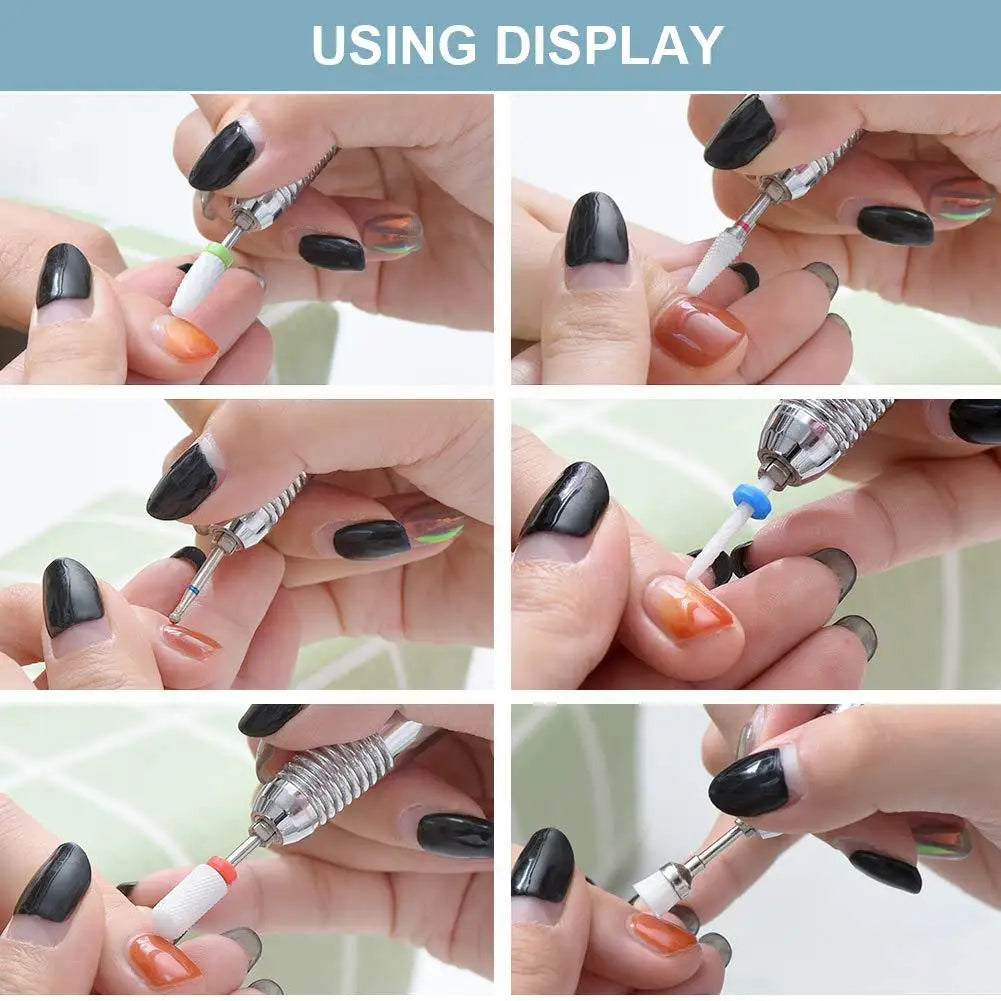 Nail Drill Bits Set, E-file 3/32 inch Bits Manicure Pedicure Remover Tools for Acrylic Gel Nails, Salon Home Nail Care Supplies