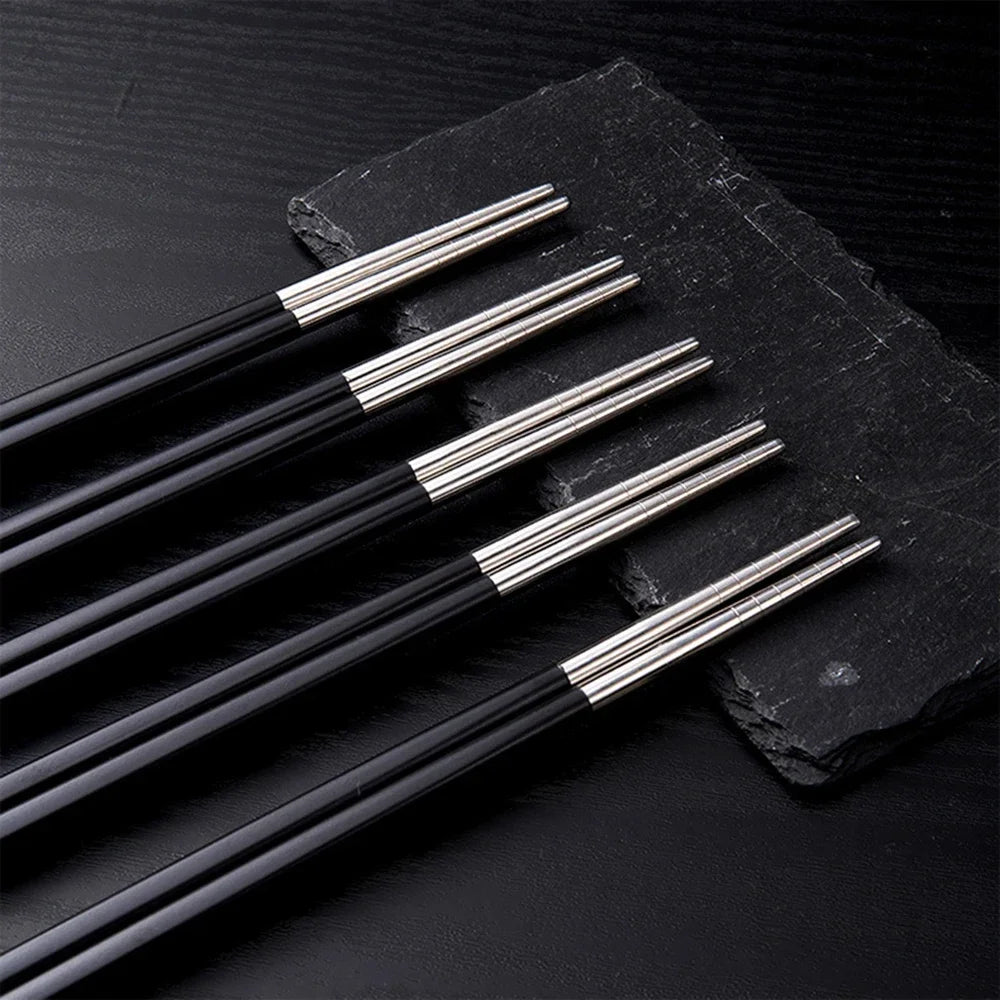 2-8 Pairs Alloy Chopstick Reusable Non-slip Sushi Food Chop Sticks Chopsticks Metal Chinese Chop Stick Tableware Kitchen Gadgets