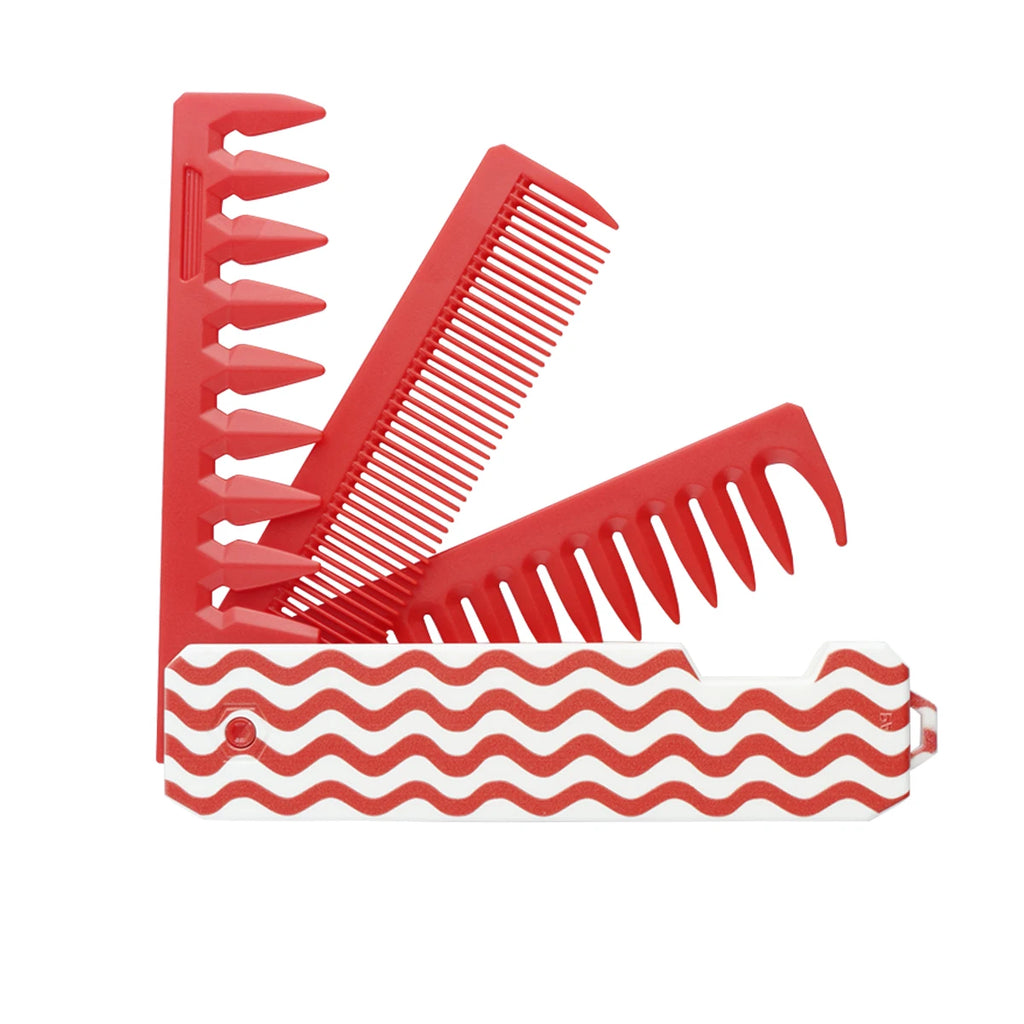 New 1/2/3 in 1 Pocket Folding Combs Plastic Wide Tooth Oil Head Comb Beard Combing Barber Clipper Comb Salon Hair Styling Tools