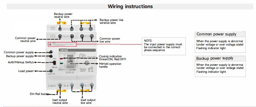 GEYA G2R Automatic Transfer Switch Din Rail Mini Type ATS Electric Switch Manual Transfer Switch 220V 2P 63A