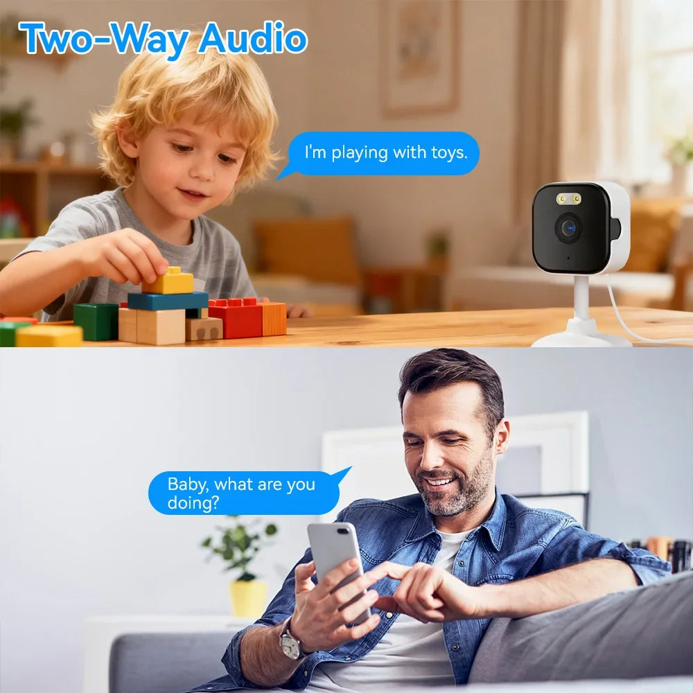 3MP WiFi Security Camera Indoor Smart IP Smart IP Camera with Motion Detection Night Vision Two-Way Audio Baby Monitor Supports