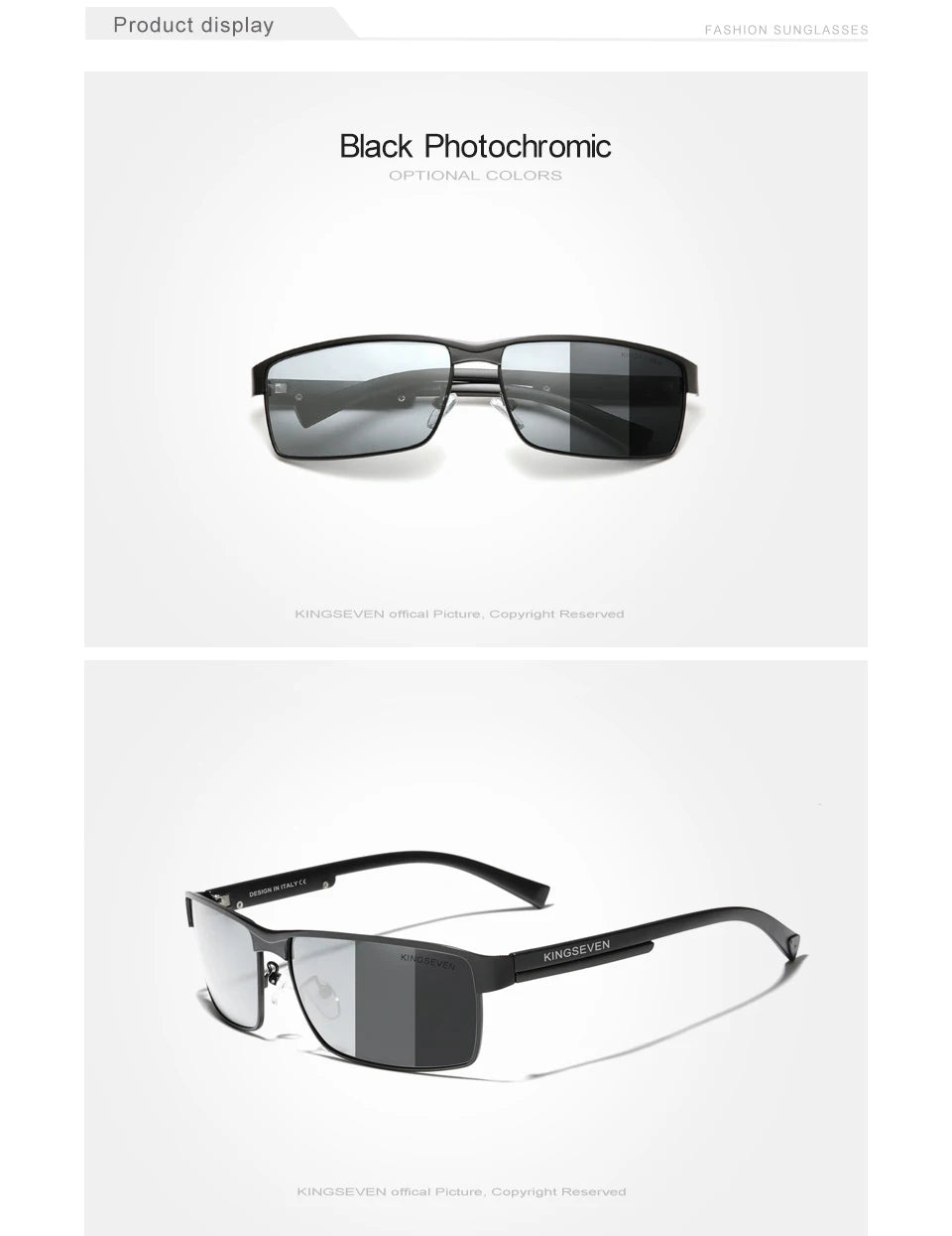 KINGSEVEN New Photochromic Sunglasses Men Chameleon Polarized Pilot Sun Glasses Driving Square Eyewear Men's Sun Glasses Male