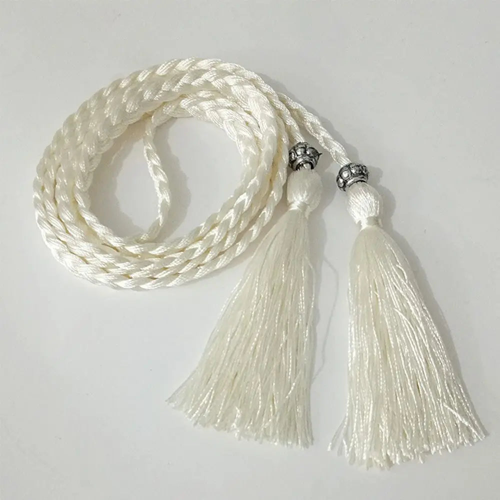 160cm Thin Bow Tassle Dress Woven Rope Tassles Belts Waist Chain Braided Belts Waist Rope