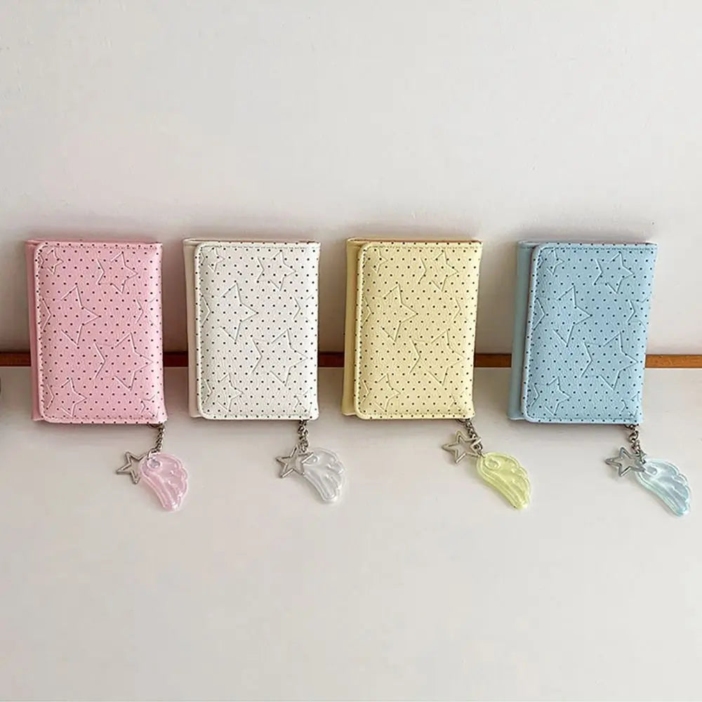 Fashion Y2K Tri-fold Wallet Wing Pendant Star Dot Coin Purse Zipper Clouse Multicolor Women's Wallet for Students