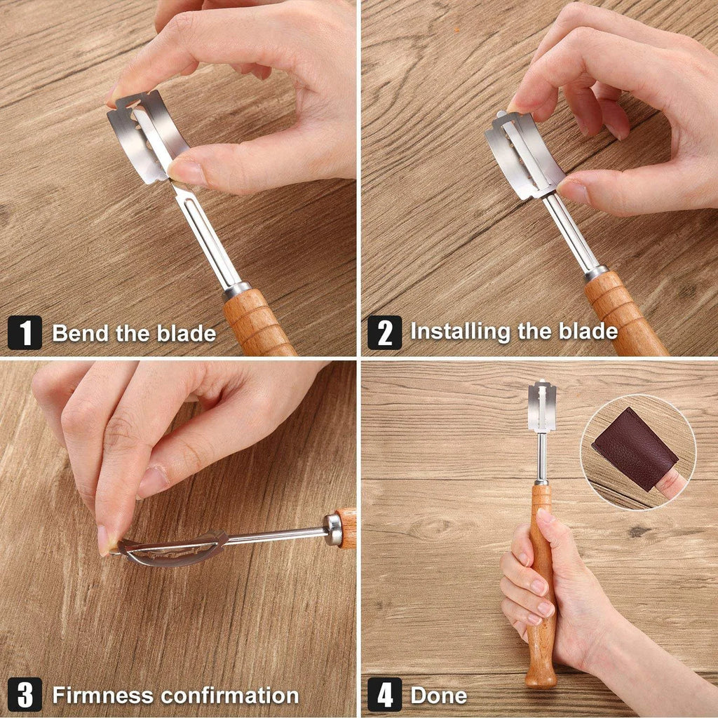 1-5P Bread Cutter French Bread Blades Kitchen Gadgets Normal Wood Handle Baking Accessory European Style Curved Arch Toast Knife