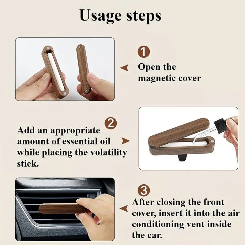 NEW Wood Car Air Vent Diffuser Refillable, Car Fragrance Clip Diffuser, Car Aromatherapy Diffuser Long-Lasting Home Fragrance