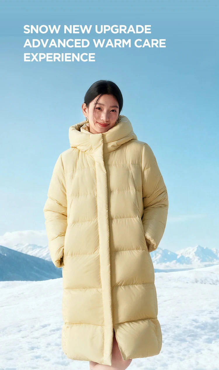 Semir Long Down Jacket Women Waterproof Hooded Coat 2025 Winter New Loose Girls' Jacket Multi-Color Thicken Windbrake Down Coat