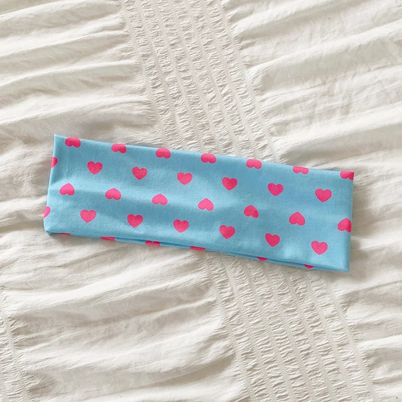 Hot Sale! Polka Dot Yoga Elastic Headband Fashionable Travel Vacation Makeup Headband Sports Fitness Sweat-absorbent Hairband