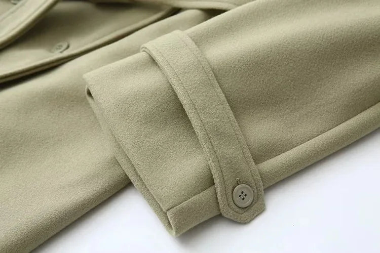 Whisper Lumi Vintage Double Breasted Lapel Women Long Coat Elegant Loose Jacket With Belt Autumn Casual Ladies Streetwear
