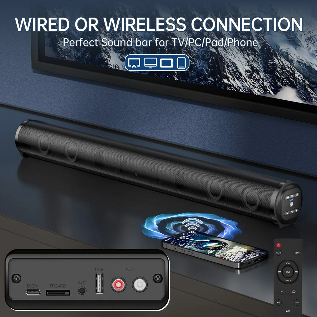 TV Sound Bar Home Theater Bluetooth With Remote Control Bass Soundbar TF FM USB Subwoofer For Computer Phone Computer Sound box